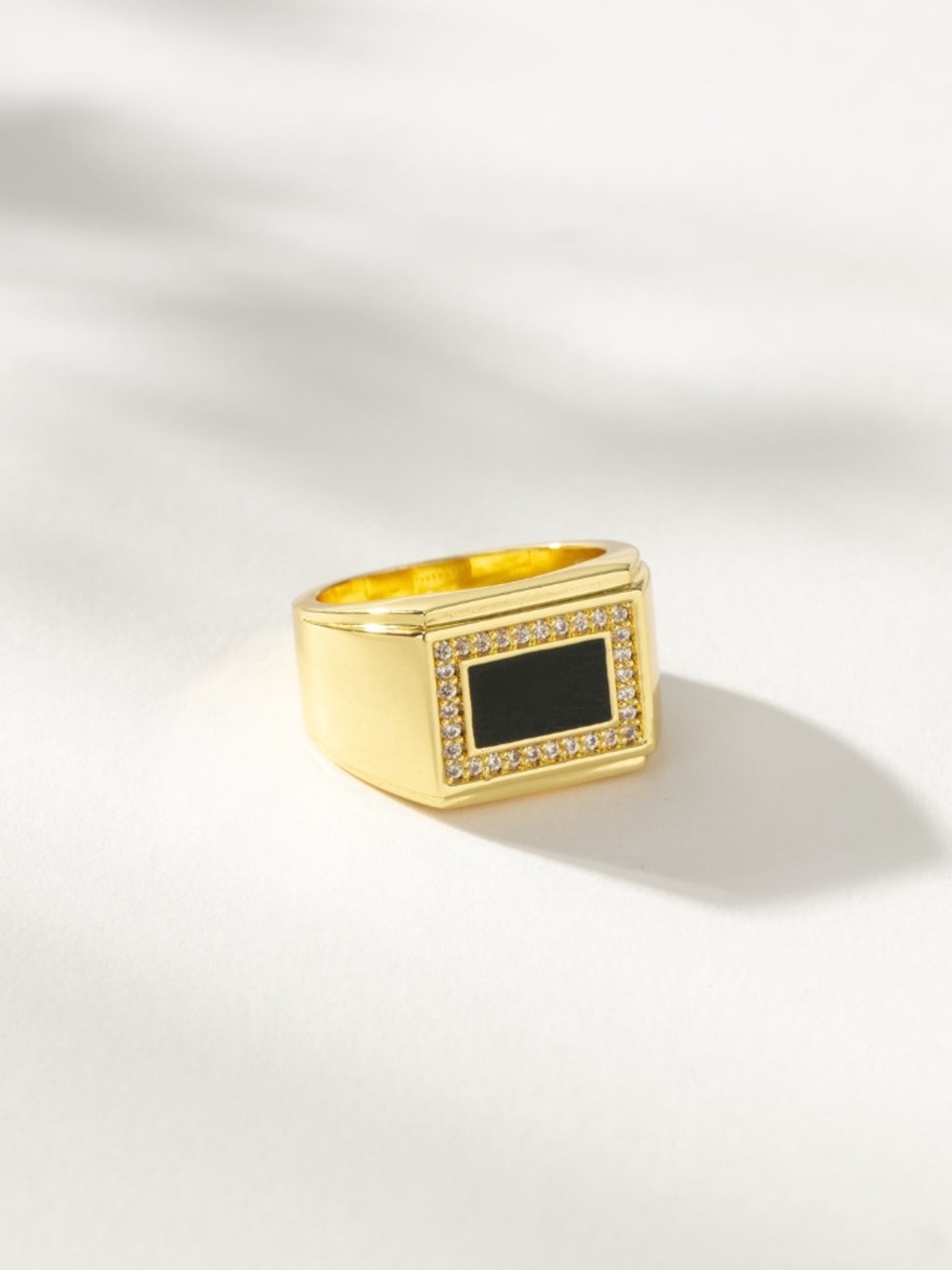 Uncommon James Gold Ring with Black Onyx and Pavé Accents, Size 5
